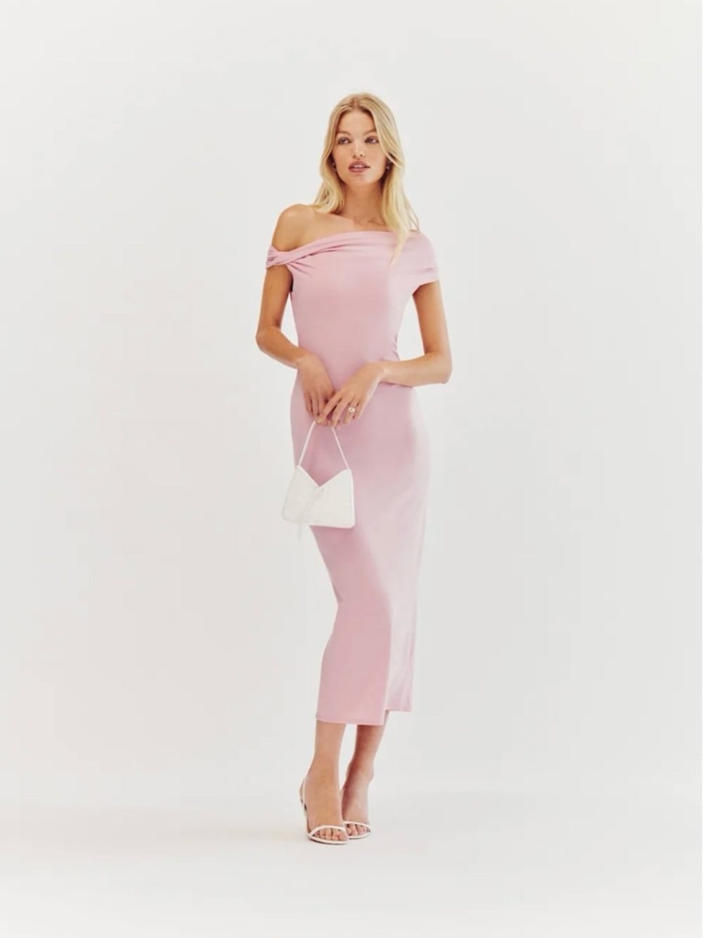 Reformation Jamen Knit Off-Shoulder Maxi Dress - Baby Pink